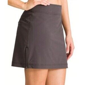 Athleta Athletic Tennis Skirt Skort Womens Size 6 Gray Side-Zip Nylon Stretch